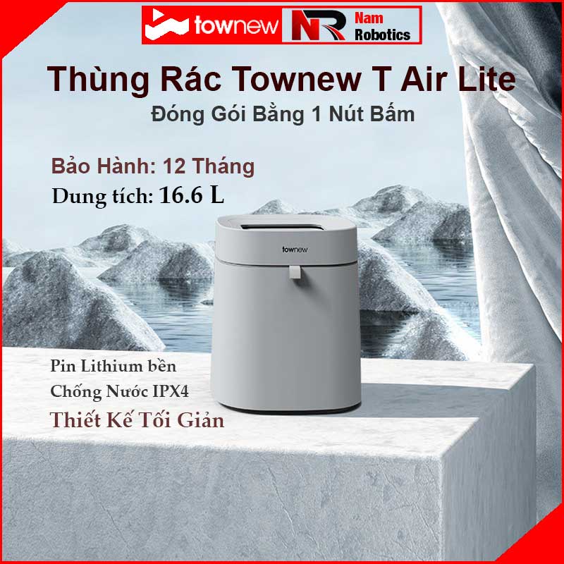 Thùng Rác Tự Động Thông Minh Xiaomi Townew T Air Lite 16.6L Thiết Kế Tối