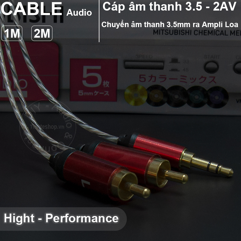 Cáp 3.5mm ra 2 AV HI-FI hiệu suất cao lõi đồng pha bạc dài 1M 2M Soundking