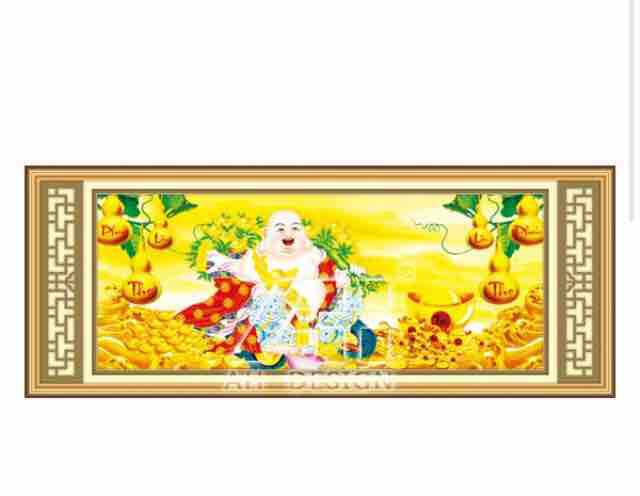 Tranh thêu chữ thập phật di lạc kt 115x52