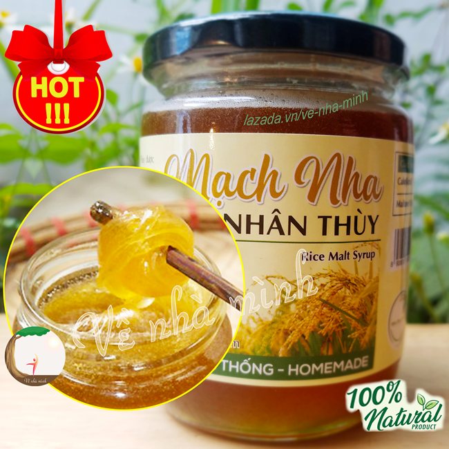 MẠCH NHA ĐƯỜNG HỮU CƠ NGUYÊN CHẤT NHÂN THÙY 200ML Vị ngọt truyền thống dùng trong ăn uống dưỡng sinh nấu chè làm bánh... ( Organic rice malt sugar , maltose syrup )