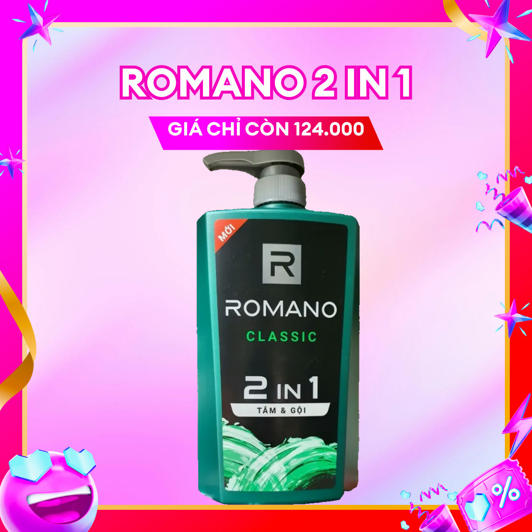 Dầu Tắm Gội 2 Trong 1 Dành Cho Nam ROMANO CLASSIC (650g)