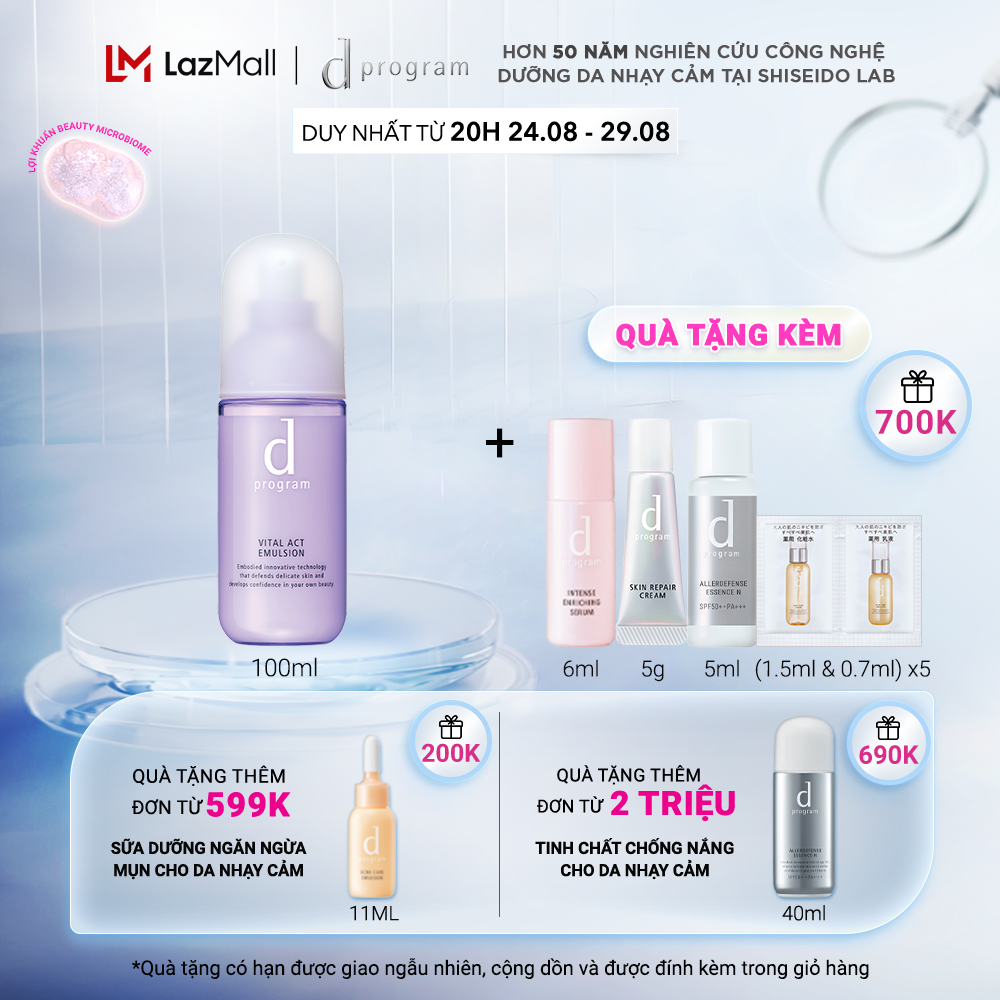 Sữa dưỡng ngăn ngừa lão hóa cho da nhạy cảm Dprogram Vital Act Emulsion 100ml