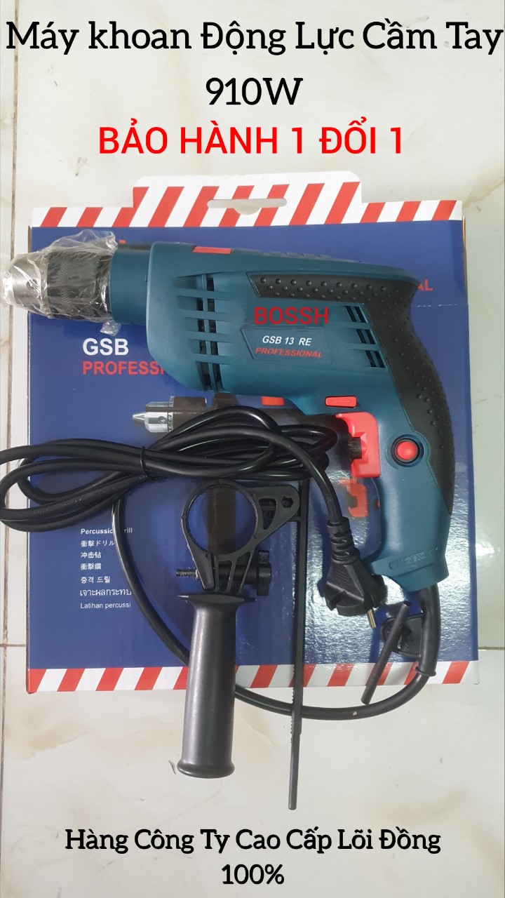 [GIẢM 50%]Máy Khoan Bosshh 13 GE Công Suất 910W - Máy Khoan Đầu Búa - Máy Khoan Bê Tông - Máy Khoan Cầm Tay. Bảo hành 6 Tháng 1 ĐỔI 1.(Na Quynh Store SG)
