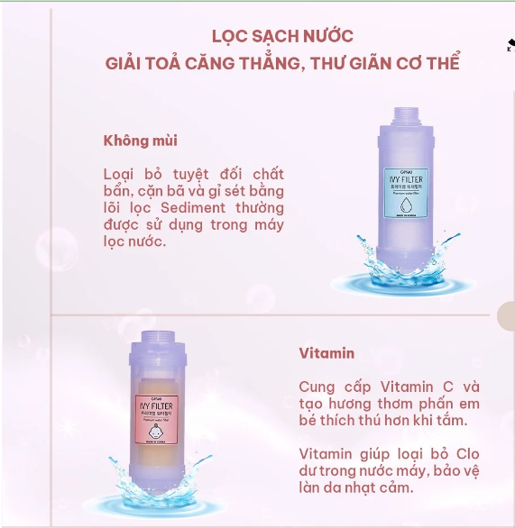 Lõi lọc nước vòi sen ivy filter cho bé - made in korea