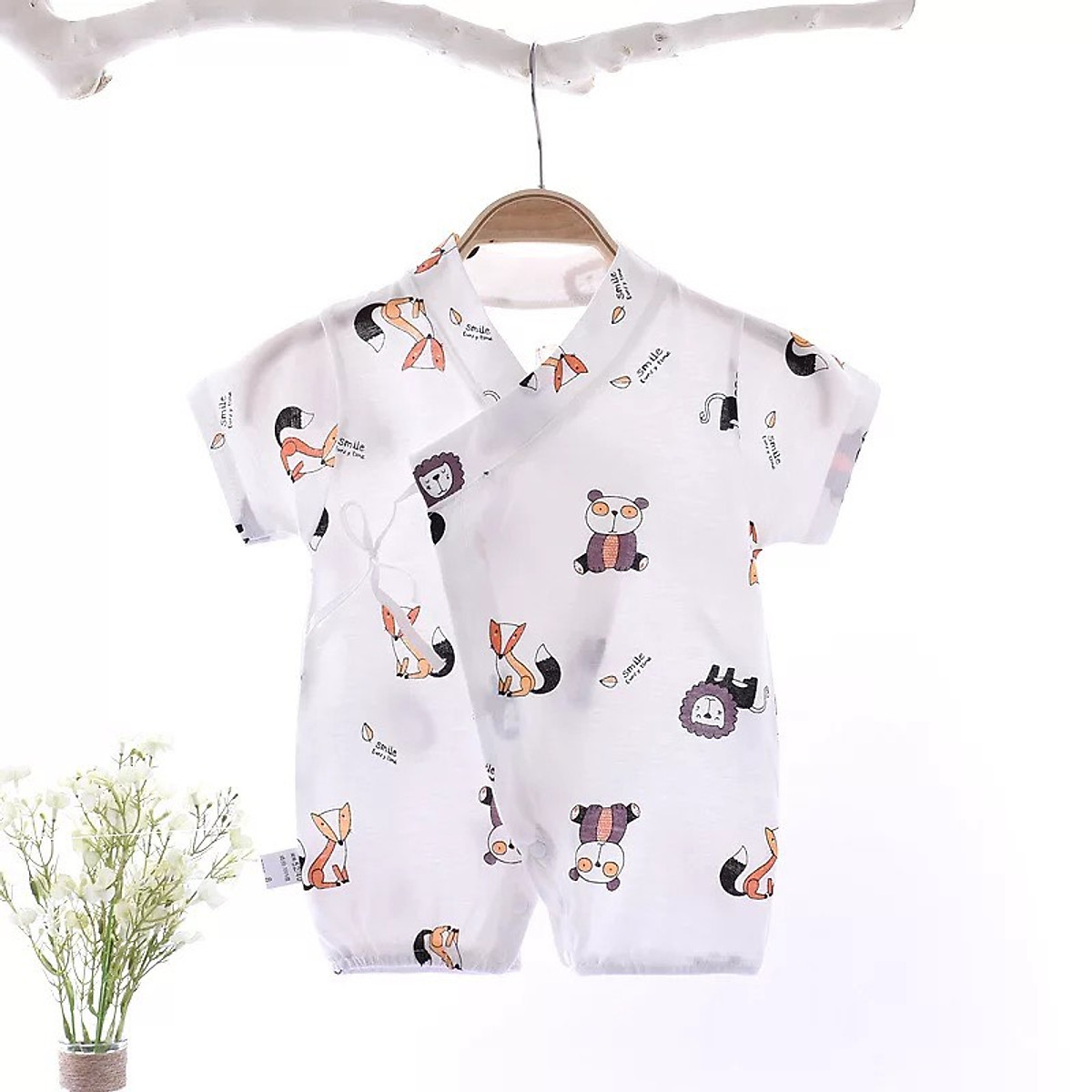 Bộ yakuta body cotton cho bé hoạ tiết sư tử dễ thương