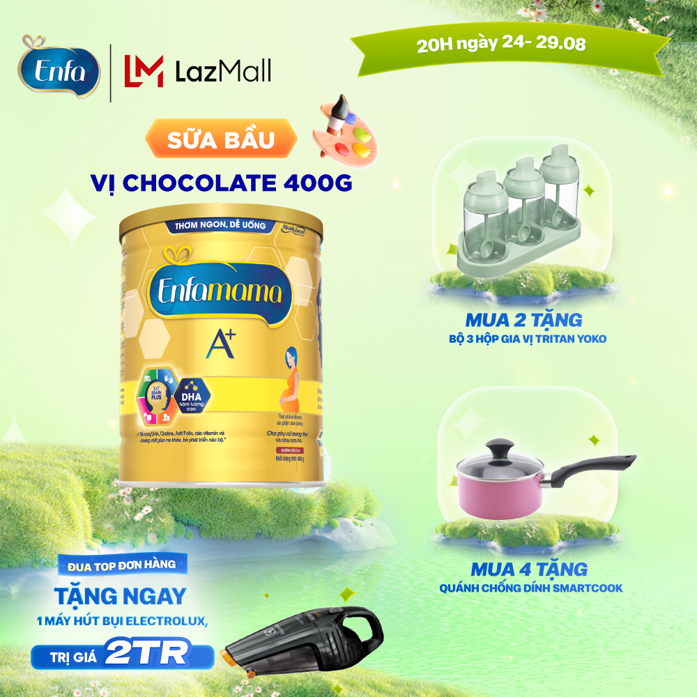 (CHỈ 20H 24.8-29.8 MUA 2 TẶNG 1 QUÀ - SLCH) Sữa bầu Enfamama A+ hương Choco 400g