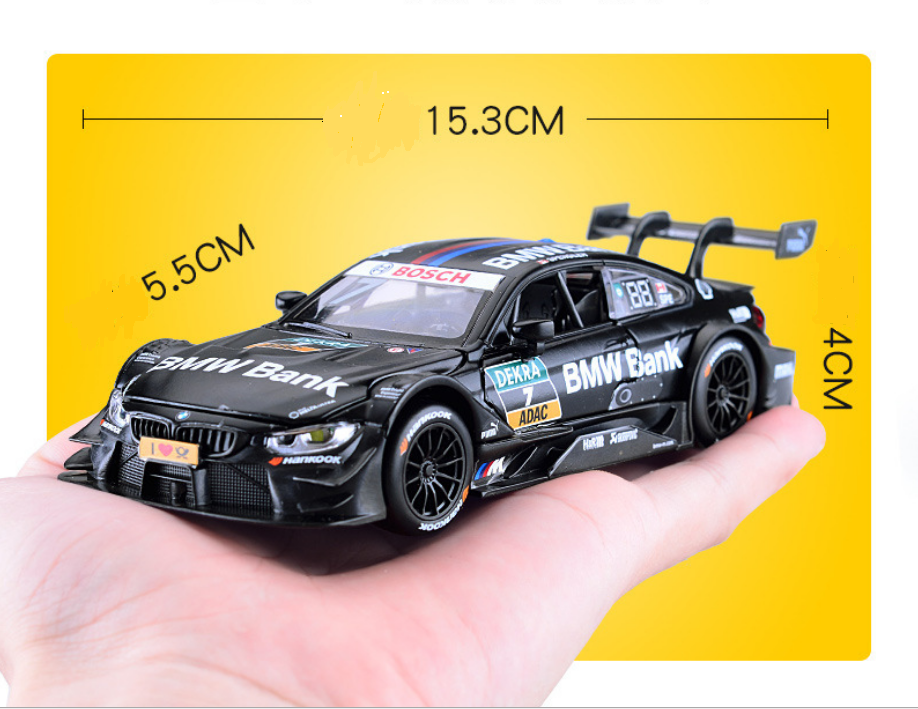 Ô tô Mô Hình BMW M4 DTM - BMW Bank tỉ lệ 1:32 Màu đen. Mô hình siêu  xe, mô hình xe đua BMW