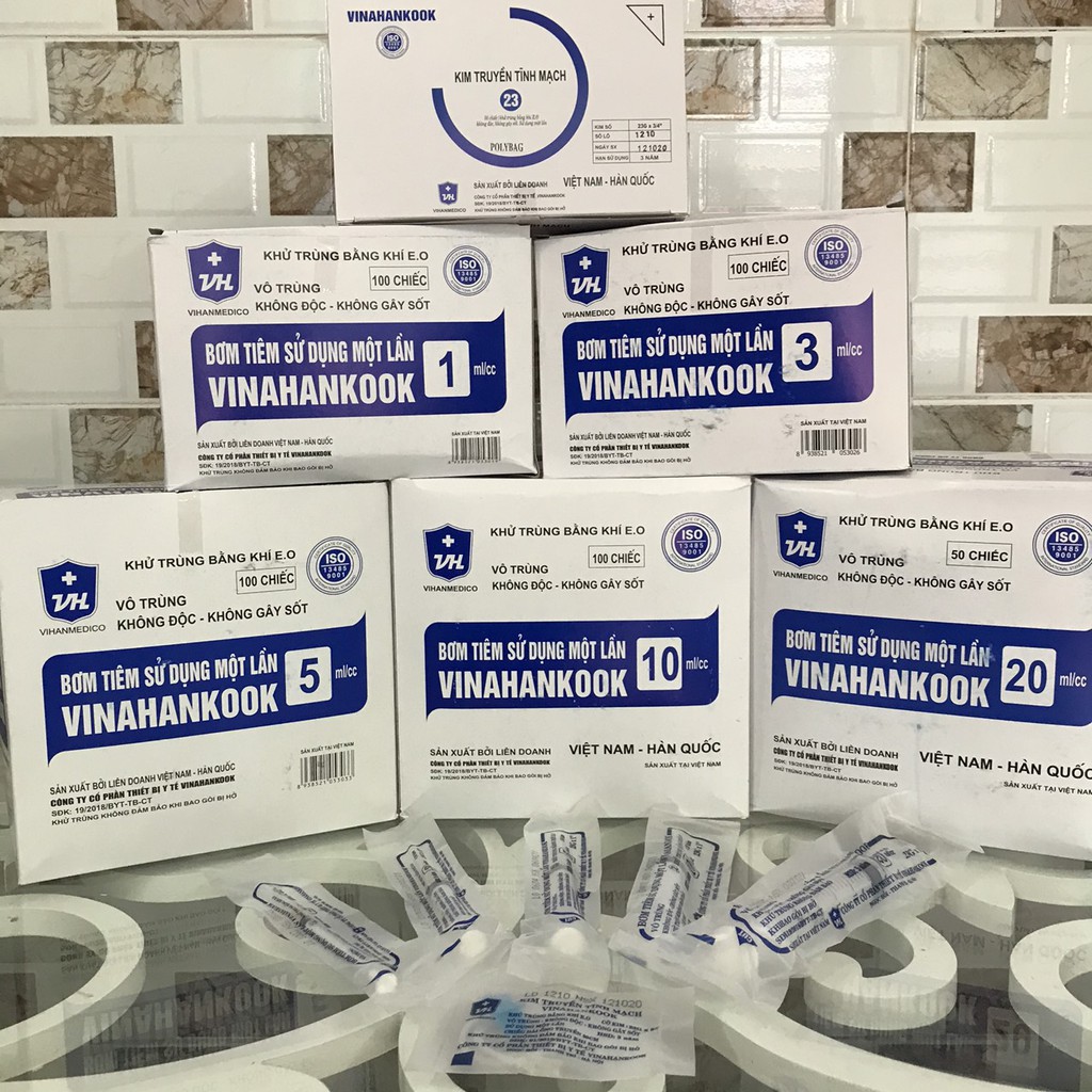 Bơm kim tiêm, ống tiêm, ống chích xi lanh 1cc , 3cc , 5cc , 10cc , 20cc , 50cc vinahankook