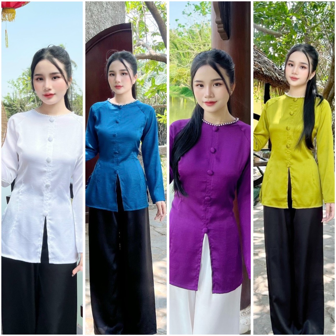 Đồ lam đi chùa #mẫu quý cô lụa phi yến# quần áo nữ