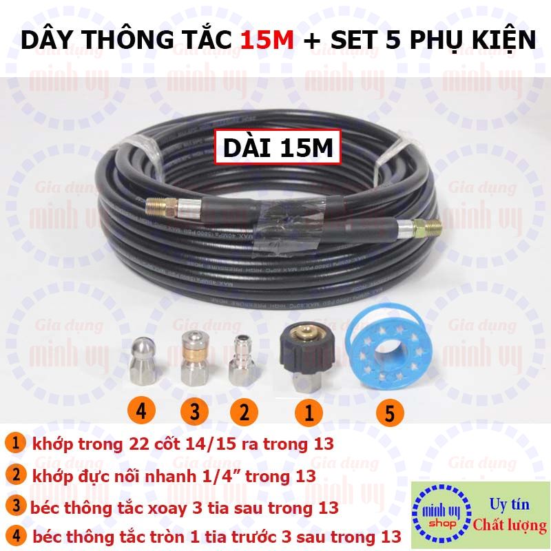 Dây thông tắc cống bằng áp lực nước - dùng cho các loại máy bơm cao áp