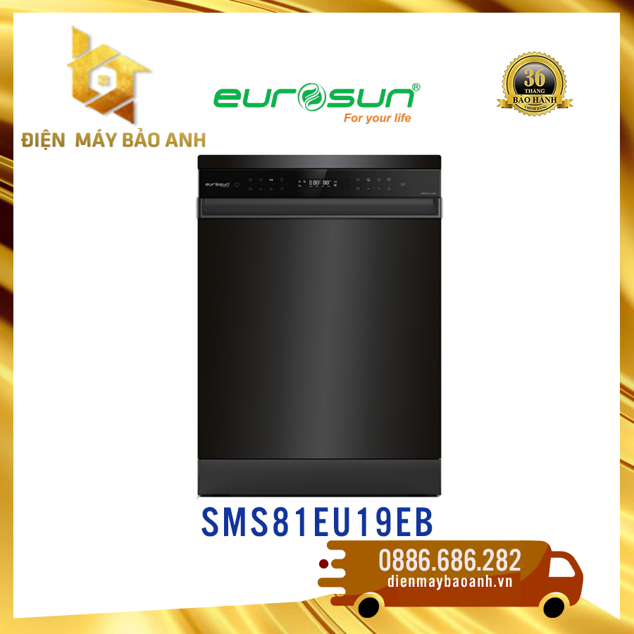Máy rửa bát Eurosun 15 bộ bát đĩa độc lập SMS81EU19EB, màu đen