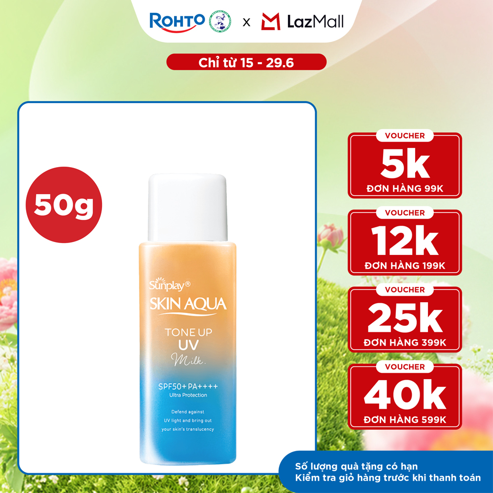 Kem chống nắng nâng tông Skin Aqua Tone up Latte Beige cho mọi tông da, dạng tinh chất Sunplay Skin Aqua Tone Up UV Essence Latte Beige SPF 50+ PA++++ 50g
