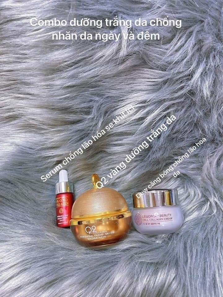 [HCM]Bộ 3 Dưỡng Da Q2 Vàng Collagen+ Kem Dew+ Serum Dew