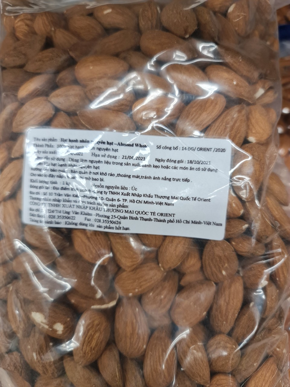 [GÓI LỚN 1 Kg] HẠNH NHÂN HẠT [Australia] ORIENT Almond Whole With Skin