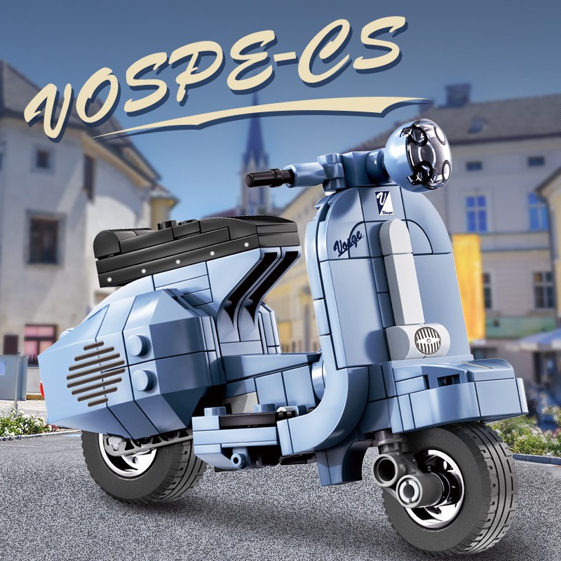Lego lắp ráp xe Vespa mini, mô hình lắp ráp lego xe Vespa mini ngang 14cm cao 10cm