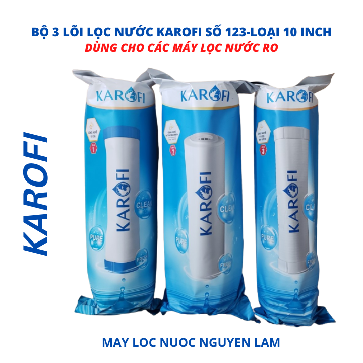 (HCM) Bộ Lõi Lọc Nước Karofi 123 (CHÍNH HÃNG) - Loại 10 Inch (Dùng Cho Các Máy Lọc Nước RO)