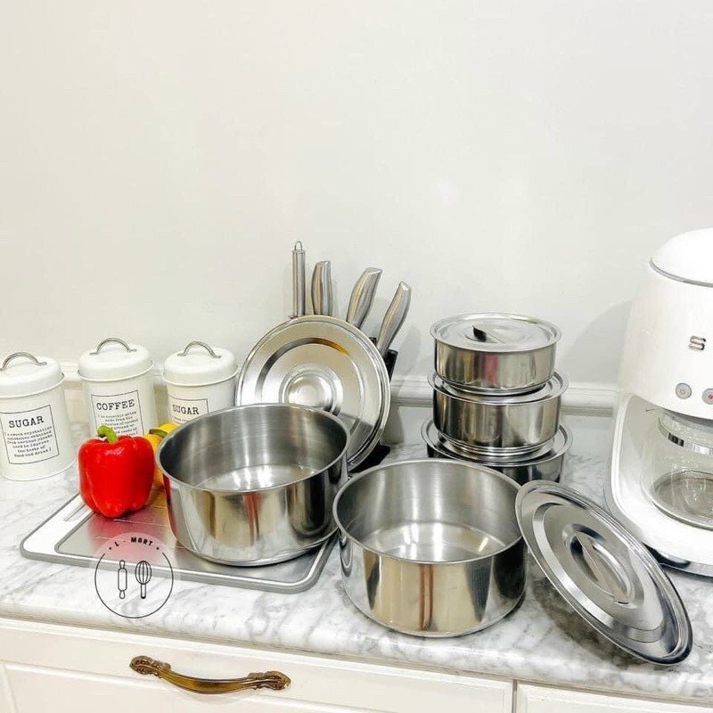 Bộ 5 nồi inox 304 size 16 - 18 -20 - 22 - 24 cm