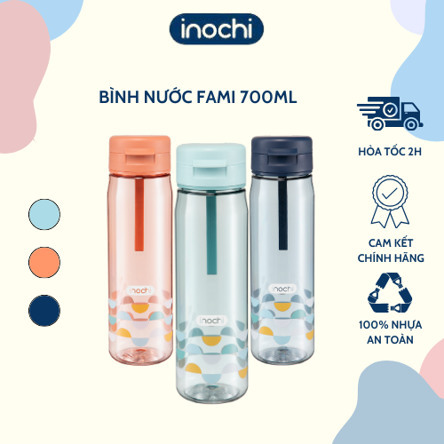 Bình nước Kita Fami 700ml - Bình đựng nước thông minh, Bình đựng nước mang đi - Thân thiện và Tiện dụng - Hàng chính hãng INOCHI - Tiêu chuẩn Nhật Bản