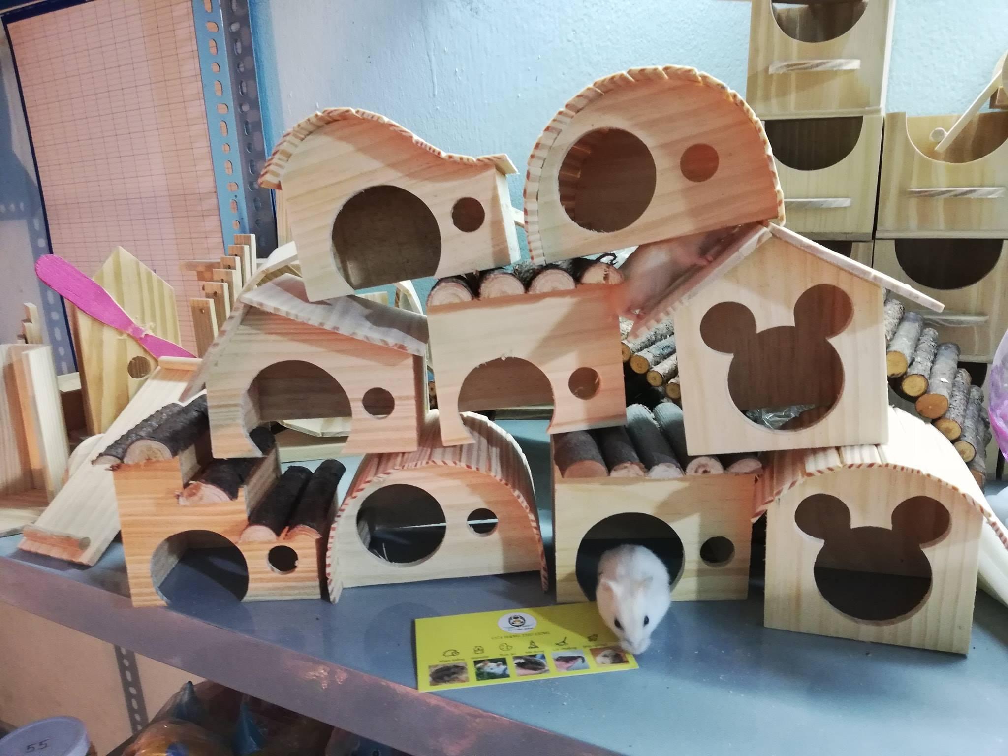 [HCM]Nhà Ngủ GỖ Thông mini cho hamster hoặc trưng bày .