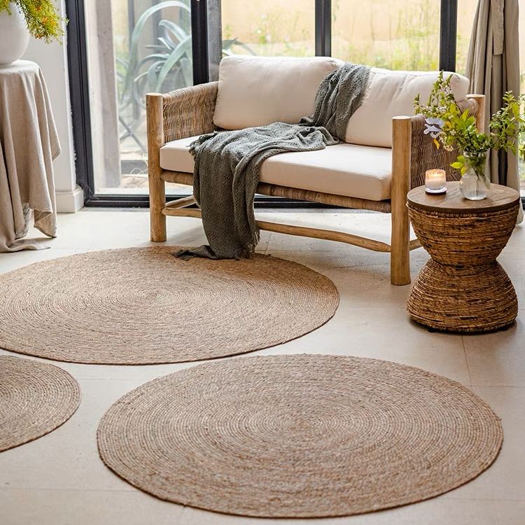Thảm cói tròn, thảm lục bình trang trí nhà cửa, decor chụp ảnh