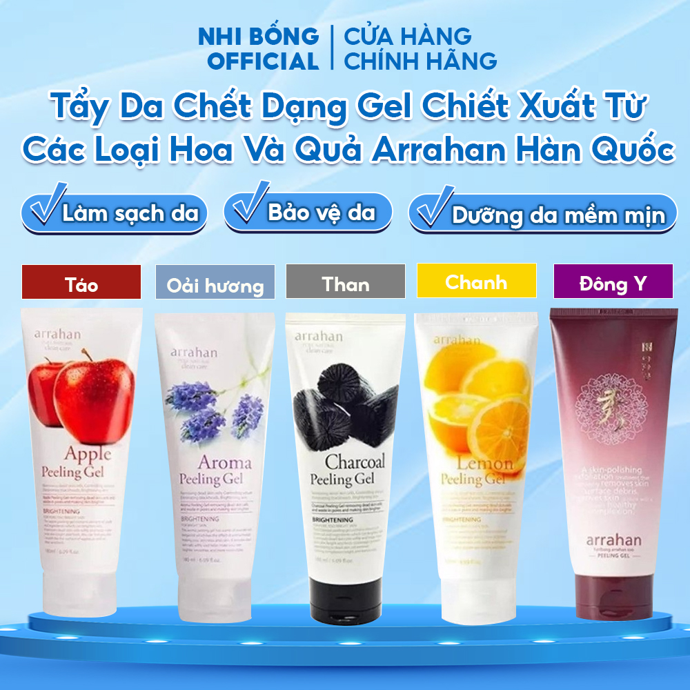 Tẩy Da Chết Dạng Gel Chiết Xuất Từ Các Loại Hoa Quả Arrahan Hàn Quốc Peeling Gel 180ml Giúp Sạch Khuẩn Trắng Da