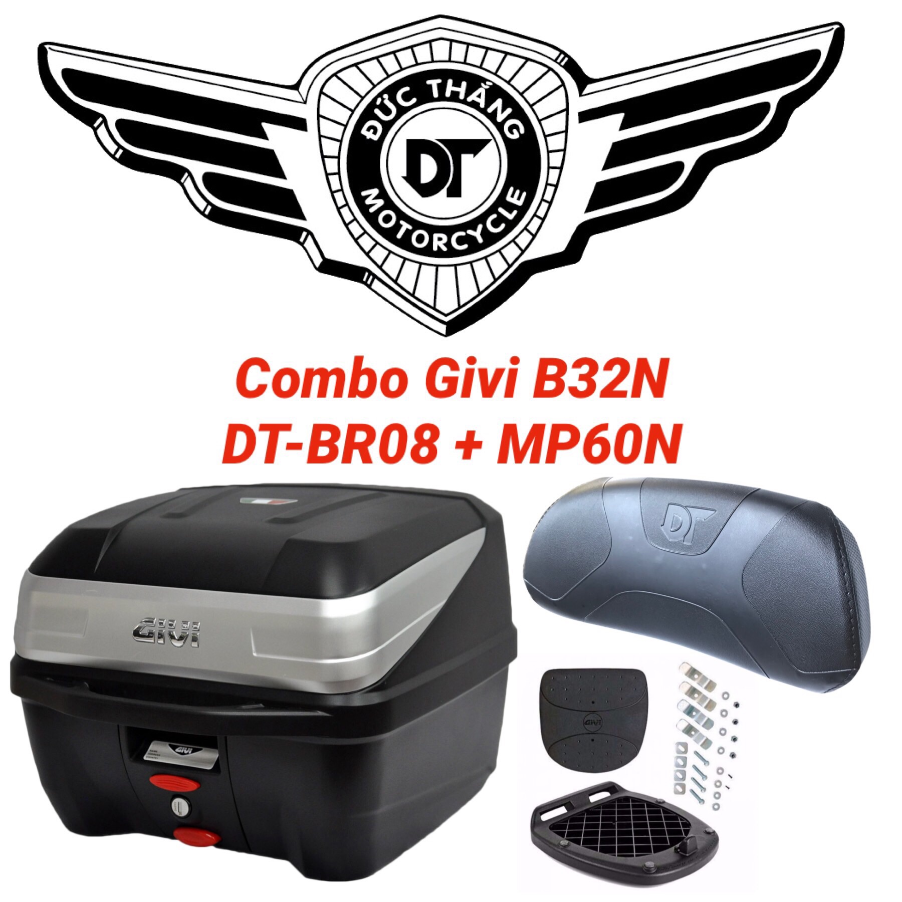 Combo givi b32n + tựa lưng dt-br08 + đế mp60n