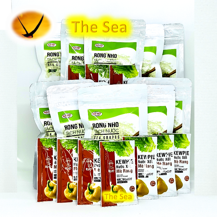 [HCM]Rong nho tách nước Sea Việt 1 ký - Tặng 10 gói nước sốt mè rang Kewpie 15ml - Rong nho biển tách nước được sản xuất từ rong nho biển tươi ngon nhất