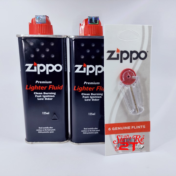 Combo 2 xăng Zippo, 1 vỉ đá lửa - Hàng chính hãng