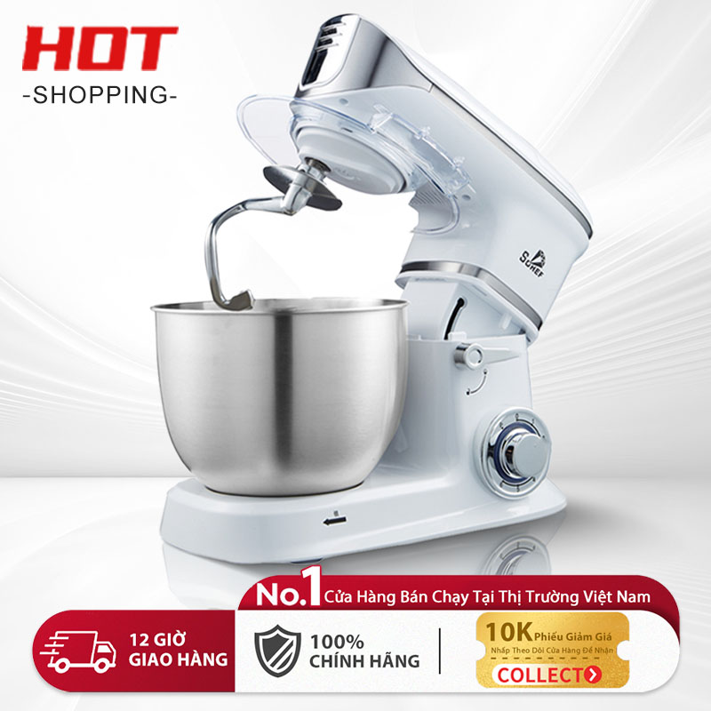 Máy trộn bột máy đánh trứng cỡ lớn đa năng bát inox 5 lít công suất 1000W máy trộn bột đánh kem làm bánh tiện dụng
