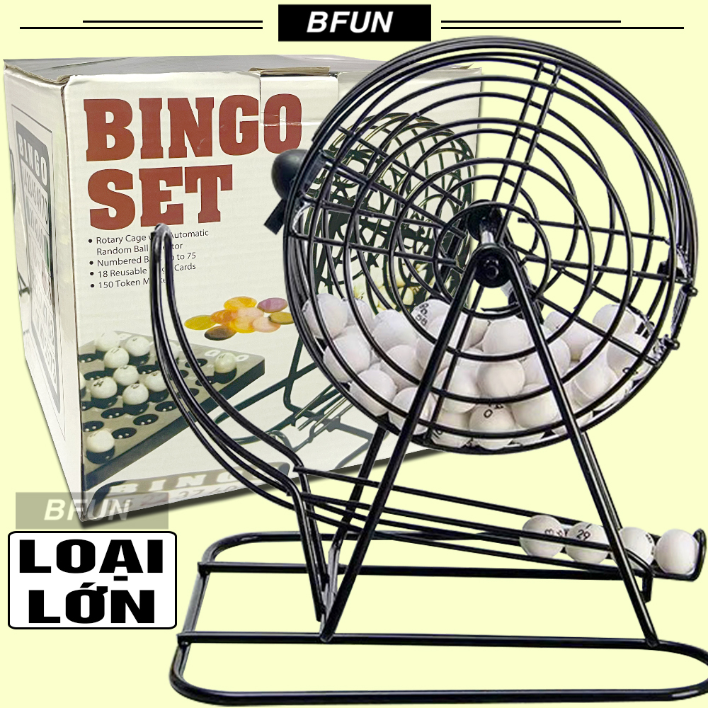 Bộ Cờ Lô Tô LỒNG QUAY BINGO Loại Lớn Bằng Sắt / Nhựa Cao Cấp - Loto 90 Số, 75 Số, Lồng Quay Xổ Số, Lồng Cầu Quay Số Lô Tô Đồ Chơi Tết Boardgame - Đồ Chơi Trẻ Em BFUN