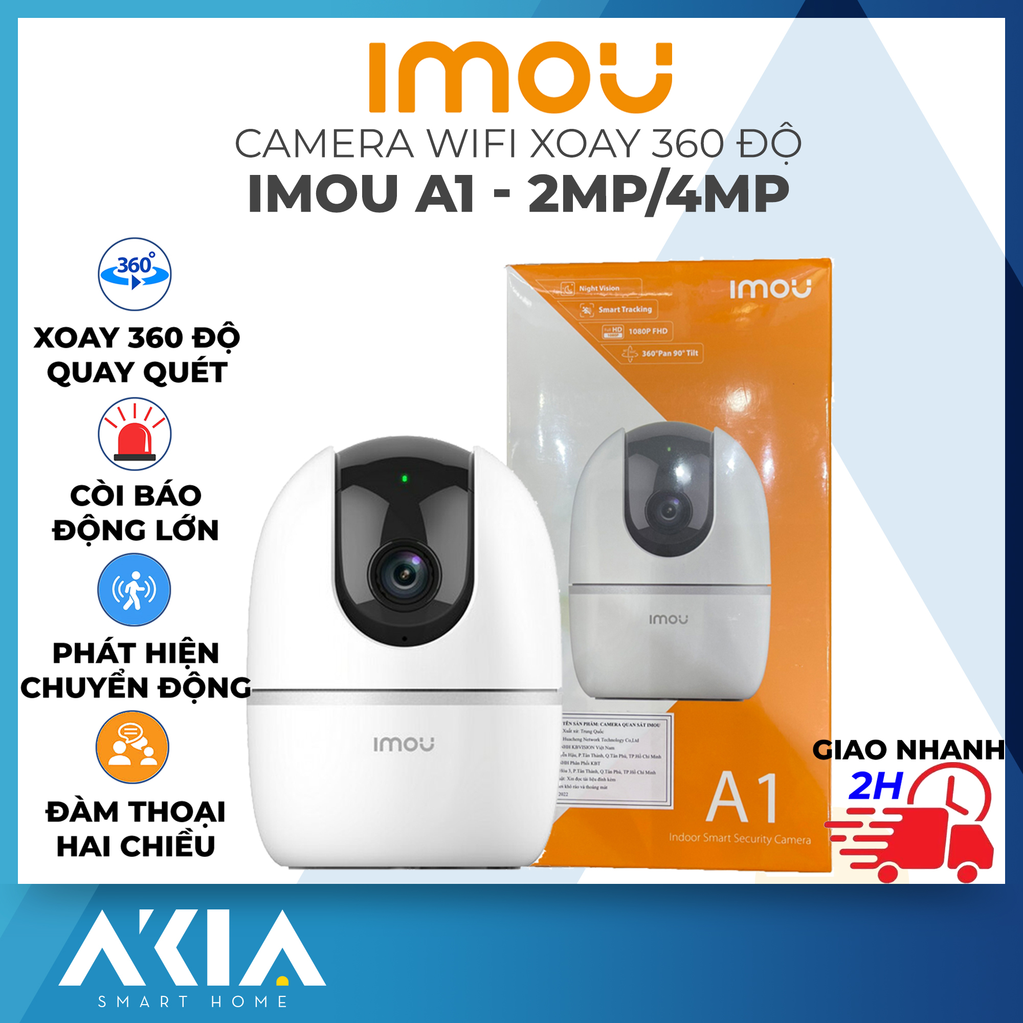 Camera imou ranger 2 và ranger 2c phiên bản 2mp/4mp/ 5mp xoay 360°, theo dõi chuyển động, đàm thoại 2 chiều