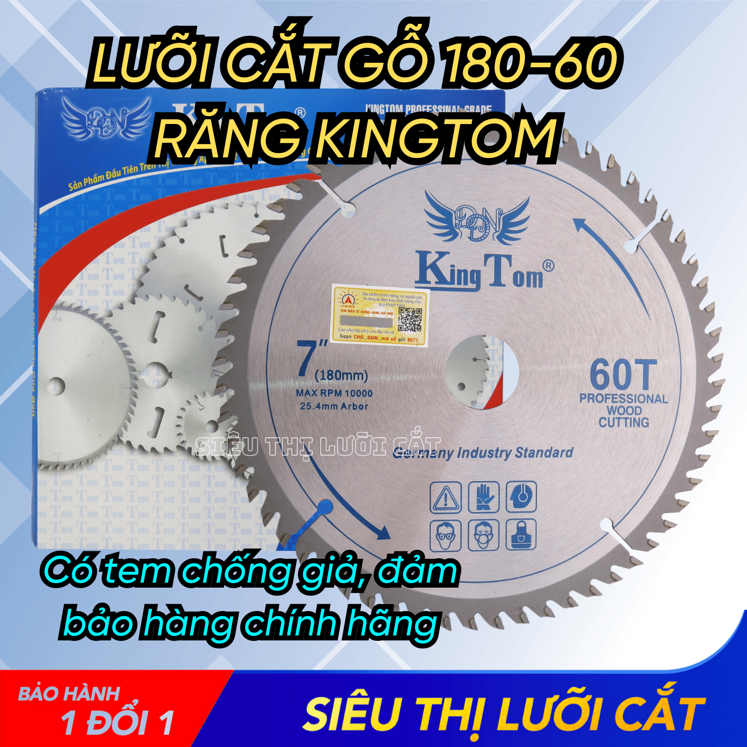 Lưỡi Cưa - Lưỡi Cắt Gỗ 180-60 Răng KingTom - Chuyên Gỗ Có Đinh