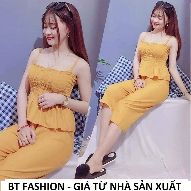Đồ Bộ Mặc Nhà Vải Katê Lụa Mềm Mại, Mát, Thời Trang - BT Fashion (Lững Trơn 3 Nút 04)