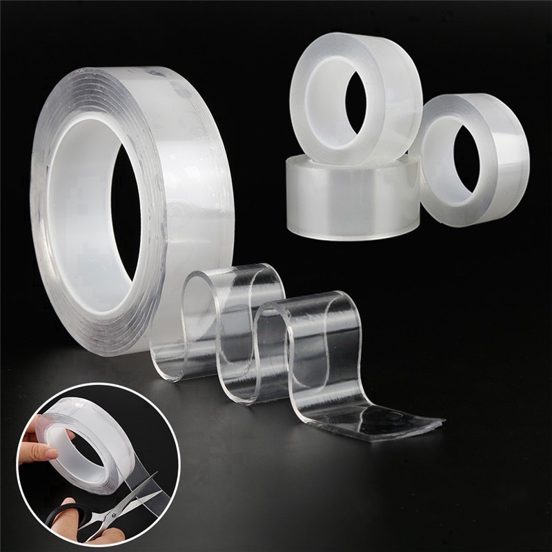 Băng keo 2 mặt băng dính 2 mặt trong suốt siêu bám dính mọi bề mặt dài 1m bản 3cm
