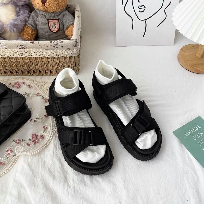 Tính ulzzang cá g982 sandal đen chéo 2022 quai