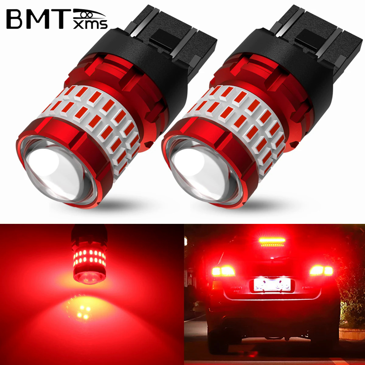Bmtxms 2 cái bóng đèn LED 7440 đèn LED T20 đèn LED W21W đèn LED W21/5W Đèn LED 7443 đèn LED CANBUS đèn trắng đèn lùi màu đỏ đèn đỗ xe