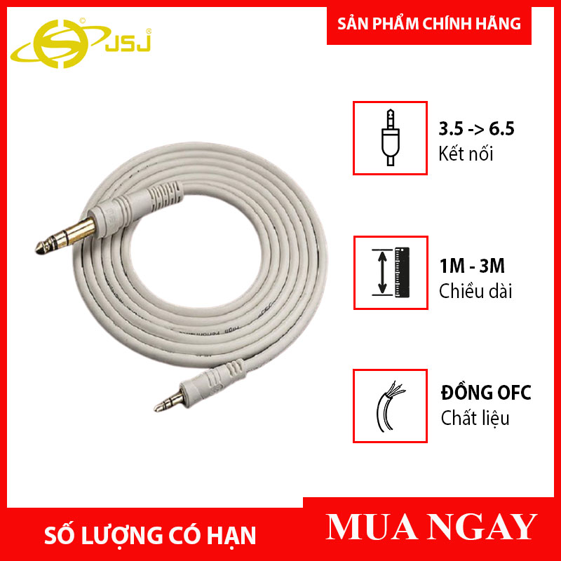 [HCM]Dây Tín Hiệu Chuyển 3.5(Ste) Ra 6.5(Ste) Dài 1m JSJ-512