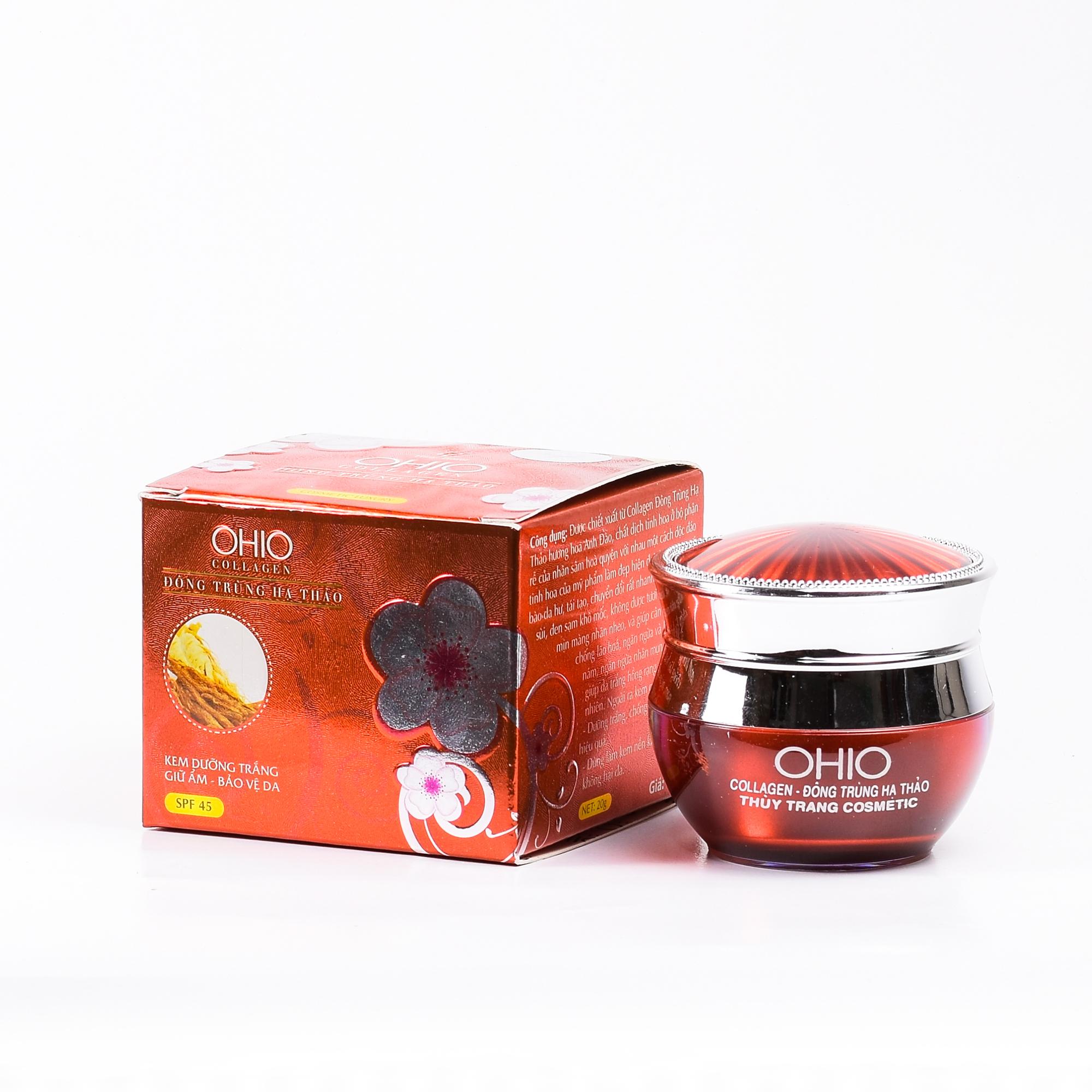 Kem dưỡng trắng - Giữ ẩm - Bảo vệ da OHIO Collagen - Đông Trùng Hạ Thảo 20g