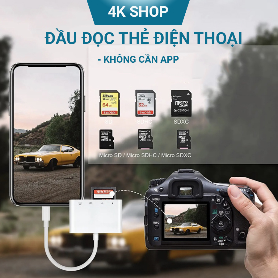 Đầu đọc thẻ SD Micro SD OTG cho i.p tablet táo