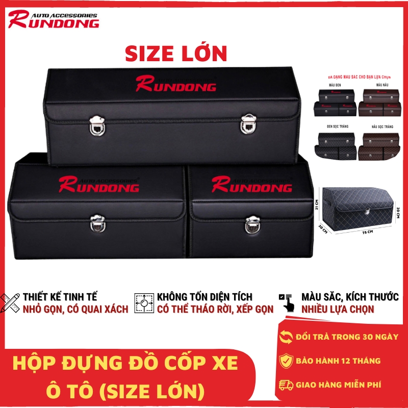 Thùng đựng đồ cốp ô tô Rundong (SIZE LỚN) | Có thể xếp gọn; hộp đựng đồ đa năng, chất liệu da PU bền đẹp