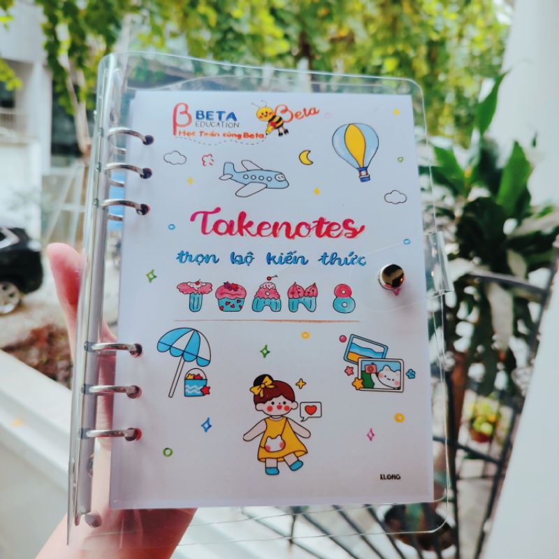Sổ giấy còng sắt, lò so trang trí sticker toán 8 đáng yêu