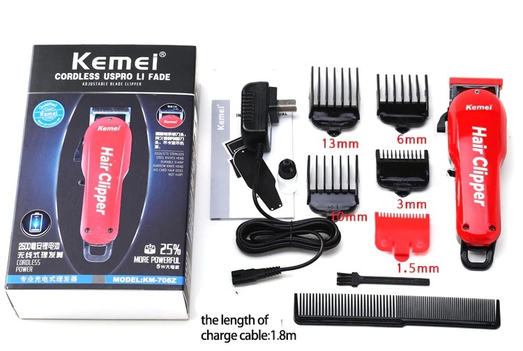 Tông đơ cắt tóc lưỡi kép pin sạc chuyên nghiệp kemei 706z