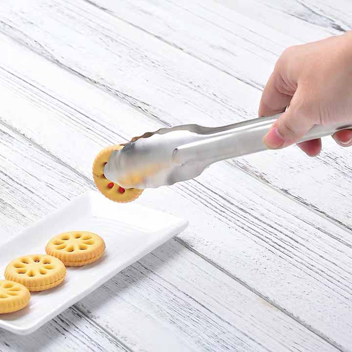 Kẹp gắp Inox, kẹp đồ ăn, đồ chiên cán đỏ, đồ gắp nóng cán đỏ