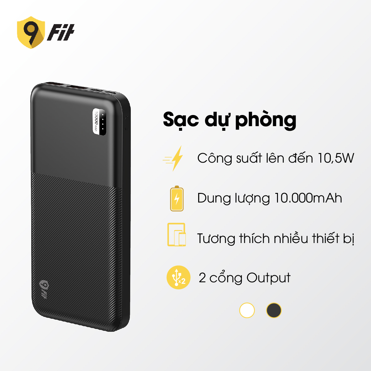 Sạc dự phòng 9fit 10,000mah /3.7v li-polymer - hàng chính hãng
