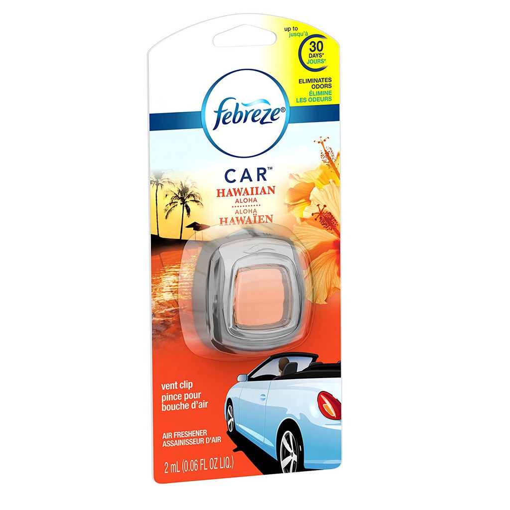 Sáp thơm xe an toàn Febreze Car Vent Clip Air Freshener Hawaiian Aloha