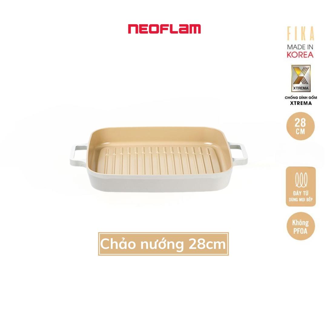 [HÀNG CHÍNH HÃNG] Chảo nướng chống dính bếp từ  Neoflam Fika 28cm. Made in Korea. Hàng có sẵn, giao ngay