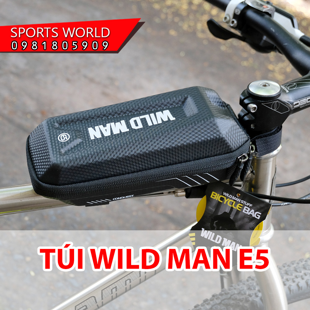 Túi xe đạp E5 WILDMAN treo sườn xe vân Carbon chống nước