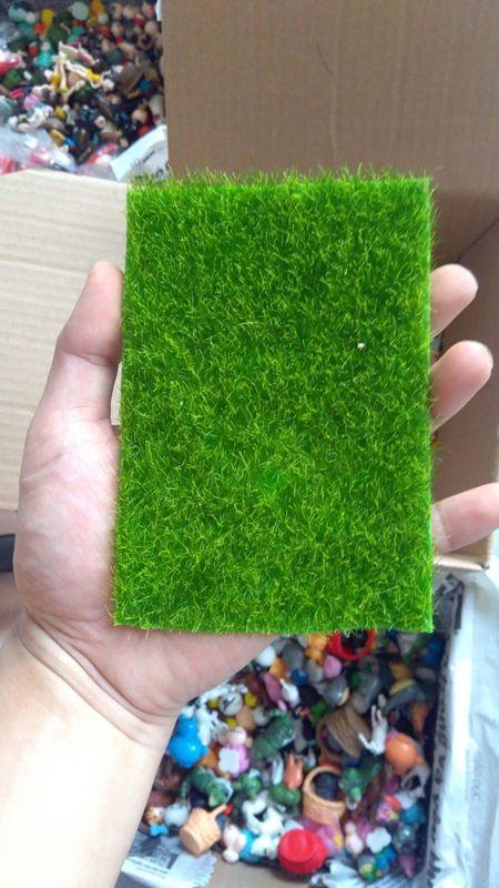 Phụ kiện trang trí tiểu cảnh: Mẫu thảm rêu 10* 15 cm. Sản phẩm được làm bằng nhựa, có độ bền tốt.