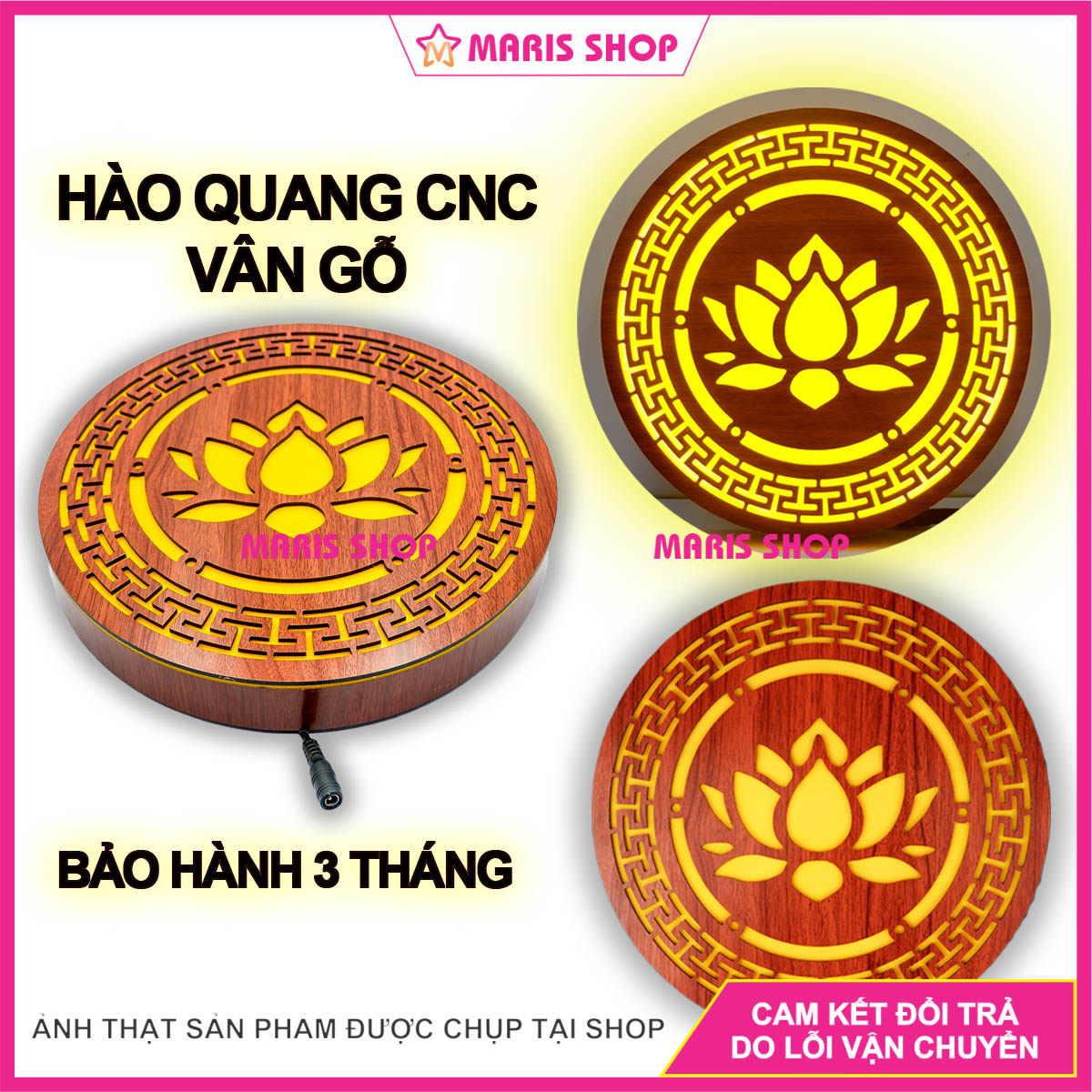 Đèn hào quang vân gỗ để bàn thờ phật, vòng hào quang phật, đèn hào quang phật, đèn tượng phật, hào quang cnc