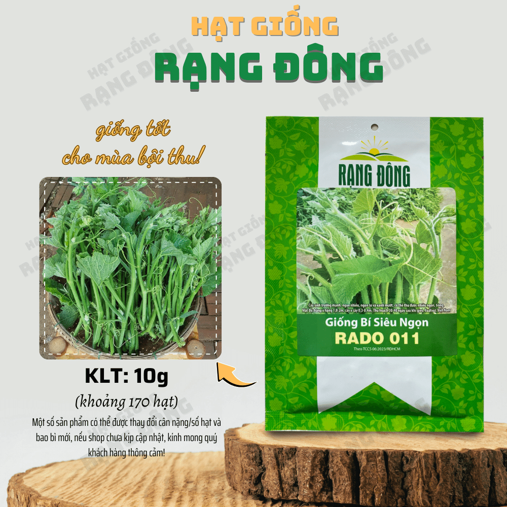 Hạt giống Bí Siêu Ngọn Rado 011 (20g~170 hạt) chịu nhiệt tốt, năng suất cao, dễ chăm sóc - Hạt giống Rạng Đông